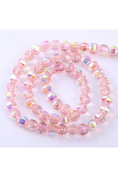 Choice1 8MM-NGZ-Pink-AB 50pcs 8mm Pink/White AB Glass Crystal Watermelon Loos...
