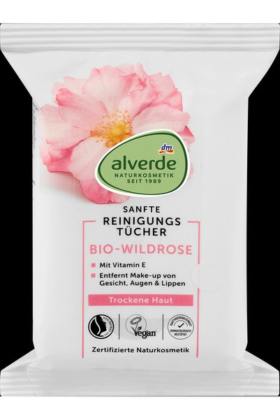 OEM alverde NATURKOSMETIK Șervețele demachiante trandafir sălbatic, 25 buc