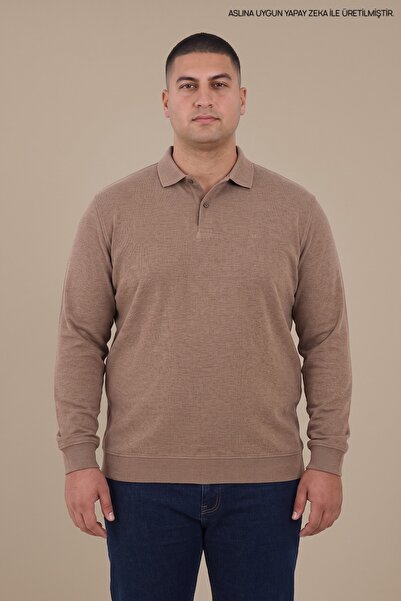 Maccali Men's Plus Size Winter Loose Mink Polo Neck Sweater