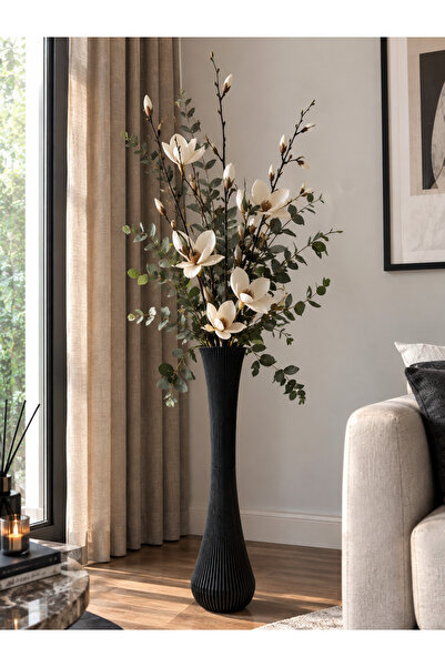 KıtayGroup Dekoratif Çizgili Uzun Vazo Modern Salon ve Ev Dekorasyonu 60 cm