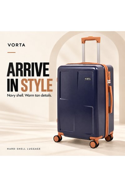 VORTA 3-Piece Luggage Set - 20"/24"/28" ABS Material | Lightweight | Combination Lock | 360° 4-Wheels - V-7002- Dark Blue