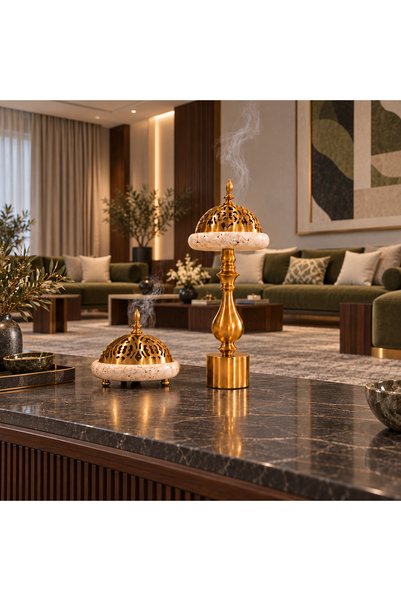 Highpoint High Point Marble & Steel Averra Incense Burner with Luxurious Heritage Design