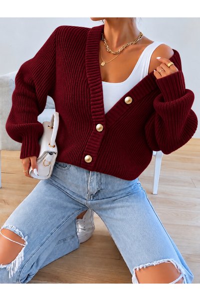 moda mh 3 Button Detail Tricot Cardigan