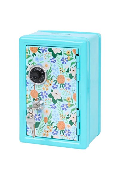 Generic Brand Mini Seif Decorativ Turcoaz cu Model Floral și Închidere cu Com...