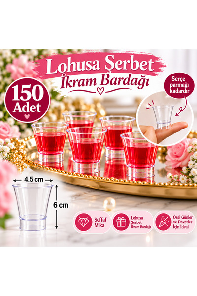 maycup Mika Sert Shot Bardağı Lohusa Şerbet İkram Bardağı Kahve Yanı 60cc 150...