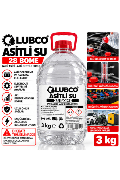 LUBCO asitli su akü asidi 28 bome 3 kg