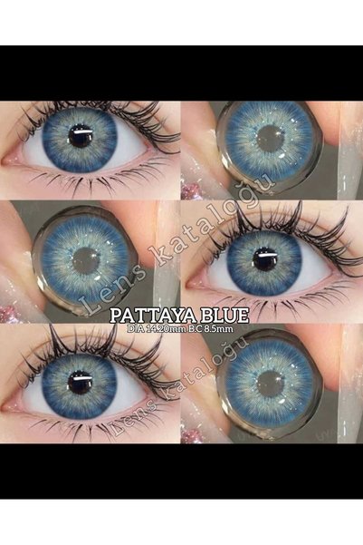 Eyeshop GÖZ LENSİ PATTAYA BLUE MAVİ TONDA hareli damarlı dar pupilli doğal gö...