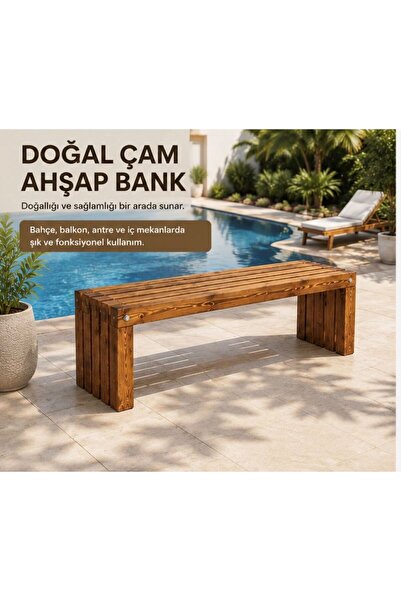 HaleVia Doğal Ahşap Bank Modern Ahşap Bank
