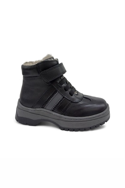 Tekiner Hakiki Deri Gerçek Kürklü Unisex Çocuk 3 Çizgi Bot
