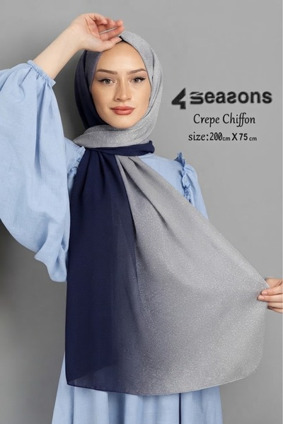 4seasons scarf Navy Blue Crepe Chiffon Veil