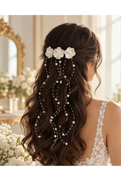 renaitre art Hair Vine, Bridal Hairpin with Pearls and Vines, Bridal Crown, E...