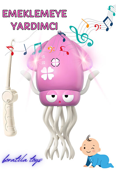 Boratila Toys Emeklemeye Yardımcı Dansçı Işıklı Müzikli Şarjlı Sevimli Ahtapot Oyuncak