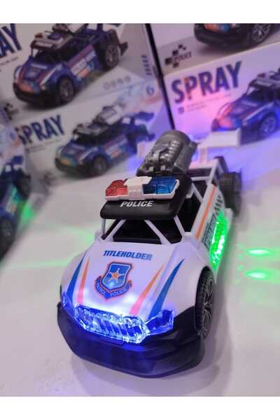 Boratila Toys 20 Cm Işıklı Müzikli BUHARLI Çarp Dön Polis Arabası Mavi