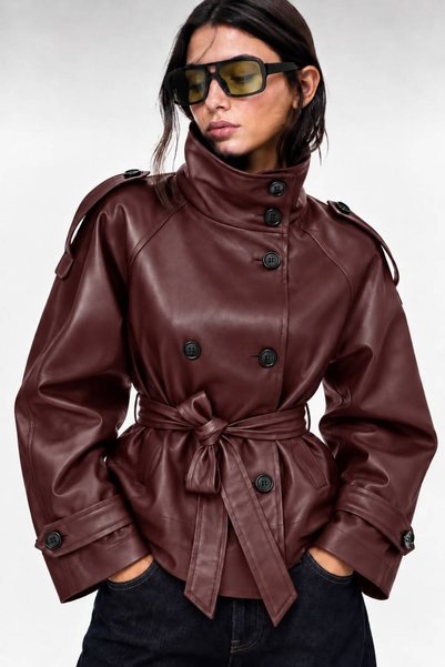 mega lucky Premium Faux Leather Stand Collar Lined Women's Leather Jacket