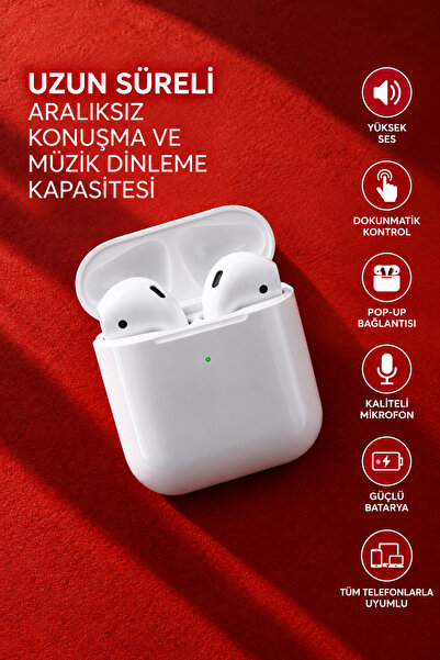 Deseja Beyaz 2.nesil Ios Android Uyumlu Kablosuz Bluetooth Kulaklık Kılıf Hediyeli Air2 Kulakiçi