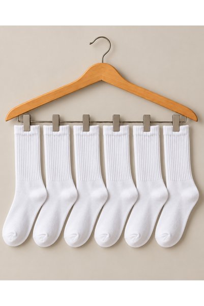 Eveerloop Beyaz Uzun Kolej Çorabı 6’lı Set