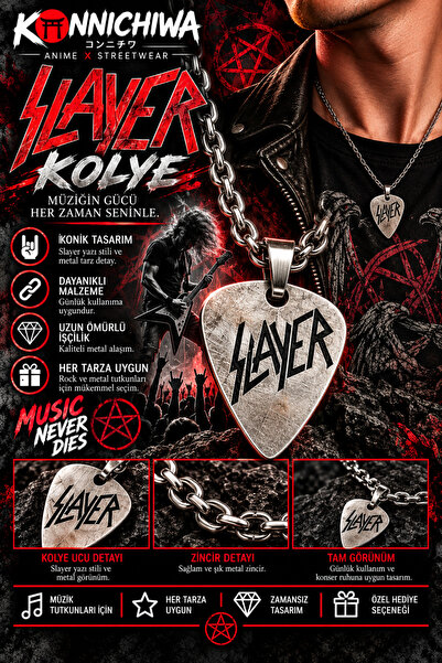FG KONNİCHİWA Slayer Guitar Pick Necklace – Thrash Metal Rock Music Themed