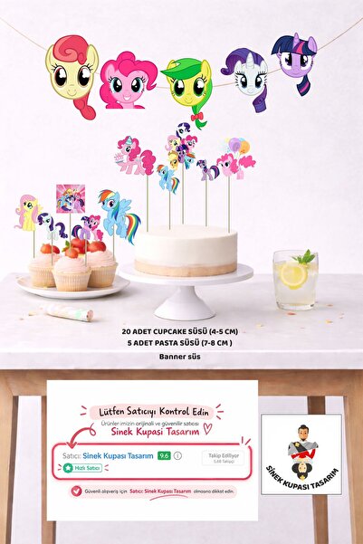 Sinek Kupası Tasarım My Little Pony Birthday Set 5 Figures Banner 5 Figures C...