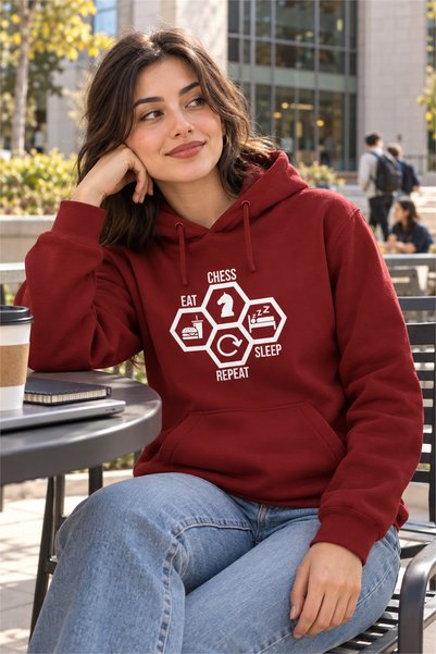 Satranç Medya Eat-chess-sleep-repeat Hoodie