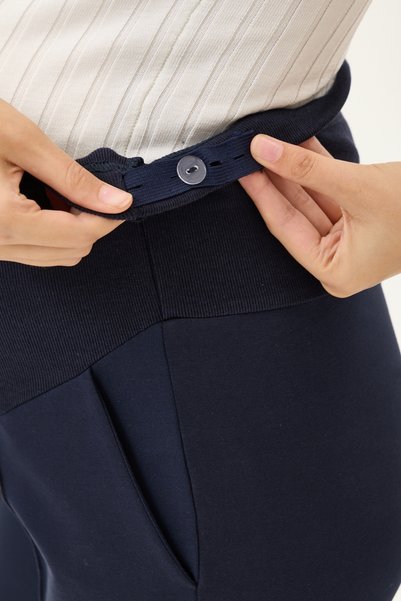 KATLİN MATERNİTY WEAR Maternity Adjustable-Waist Sweatpants, Lycra Cotton Blend Fabric, High Waist, Front Seam Detail