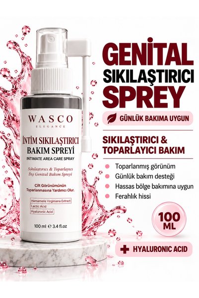 Wasco Elegance Genital Sıkılaştırıcı – Toparlayıcı Bakım Spreyi 100 ml | Genital Bölge Günlük Bakım Spreyi | Hyaluronik Asit & Hamamelis