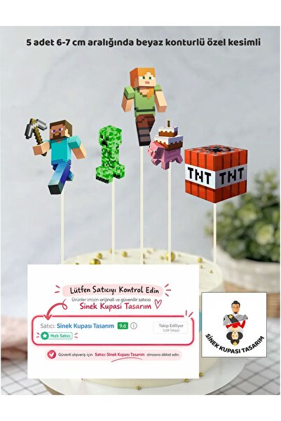 Sinek Kupası Tasarım Minecraft tematski ukras za tortu, pribor za rođendansku...
