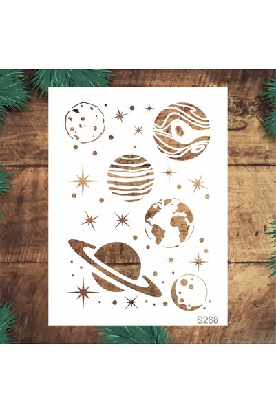 Stencil tasarım Stencil Tasarım S268 Galaxy  Duvar Ahşap Cam Kumaş Boyama Şab...