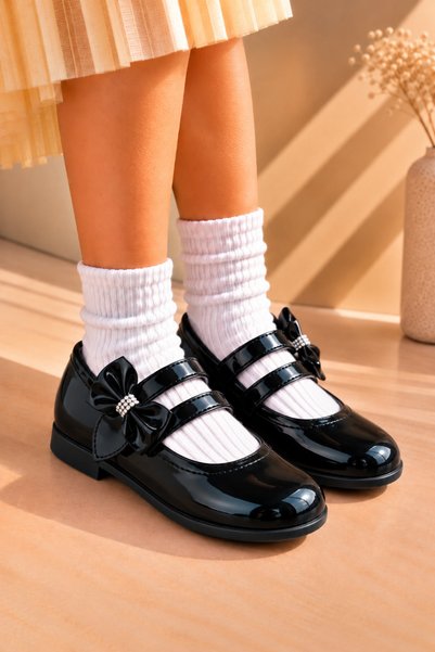 moon glow Balerini pentru copii Black Girl pantofi balerini cu fundita copil ...