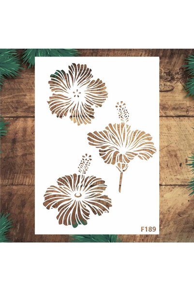 Stencil tasarım Stencil Tasarım F189 Hibiskus Çiçeği Desenler Duvar Ahşap Cam...
