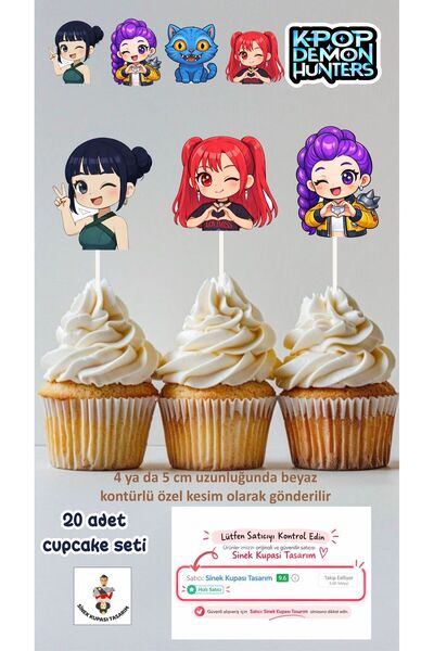Sinek Kupası Tasarım KPop Demon Hunters Koncept Čačkalica Dekoracija za kolač...