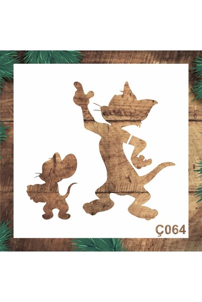 Stencil tasarım Ç064 Tom ve Jerry Duvar Ahşap Boyama Desen Kalıbı