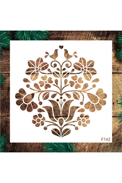 Stencil tasarım Stencil Tasarım F142 Çiçek Desen - Dekoratif Duvar, Eşya Ve F...