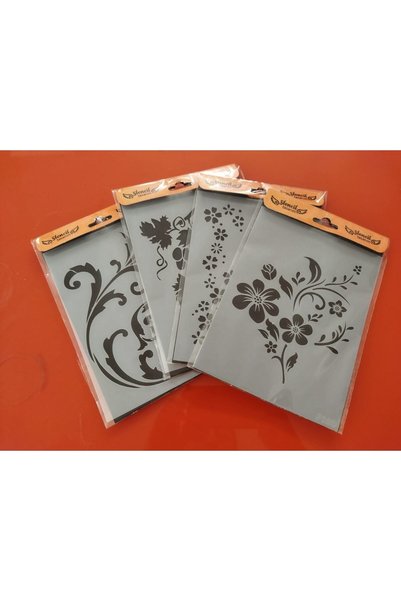 Stencil tasarım Stencil Tasarım 15x20 Cm, 4 Parça Şablon No:2 - Dekoratif Duv...