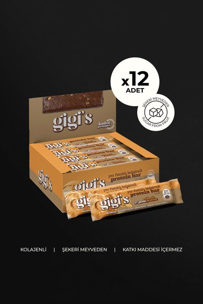 gigi's مجموعة من 12 قطعة من ألواح الكولاجين عالية البروتين مع الفول السوداني