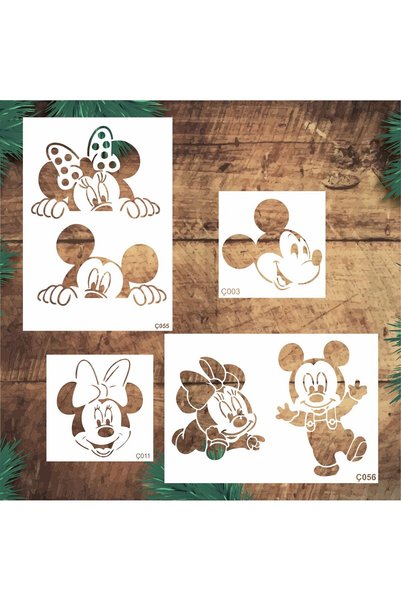 Stencil tasarım Stencil Tasarım 4 lü set Çocuk Stencil SET15- Dekoratif Duvar...