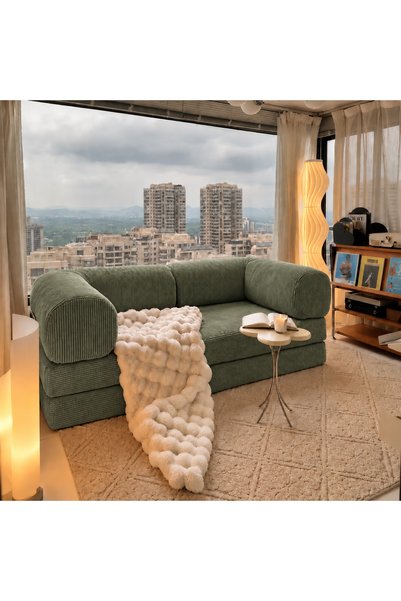 puffiber Katlanabilir Yataklı Kanepe,L şeklinde Kolçaklı Kanepe 90x180 cm (De...