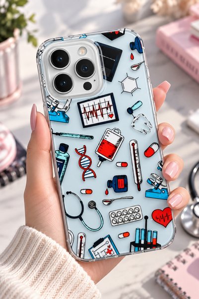 3GEN CASE iPhone 14 Pro Max Uyumlu Sağlıkçı Temalı Şeffaf Silikon Kılıf