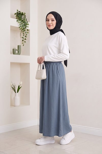 lavrisa Elastic Waist Tansel Skirt