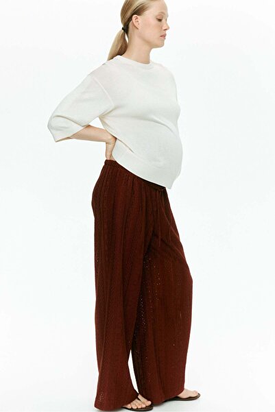 H&M MAMA Lace-look jersey trousers