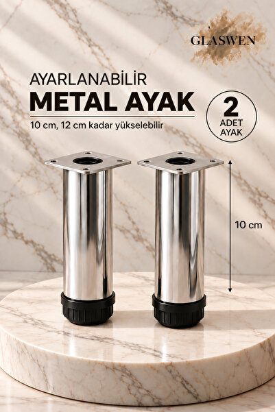 GLASWEN 2 bucăți picioare de susținere din metal reglabile de 10 cm cromate p...