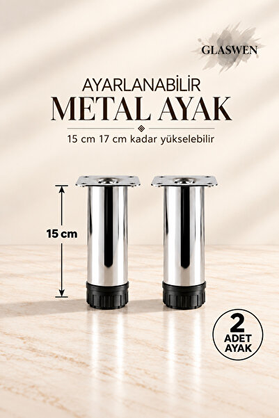 GLASWEN 2 bucăți picioare de susținere din metal reglabile de 15 cm cromate p...