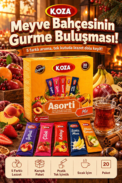 Koza Pratik Gurme Lezzet 5'li Meyve Bahçesi Asorti Mix Seti Soğuk Günlerin Va...