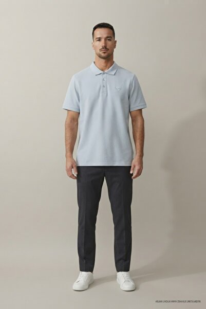 Maccali Ανδρικό μπλουζάκι Ice Blue Slim Fit Pique με κοντό μανίκι και λαιμόκο...
