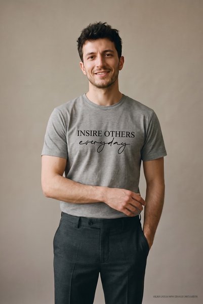 Maccali Gray Men's Insire Others Printed Crew Neck T-Shirt