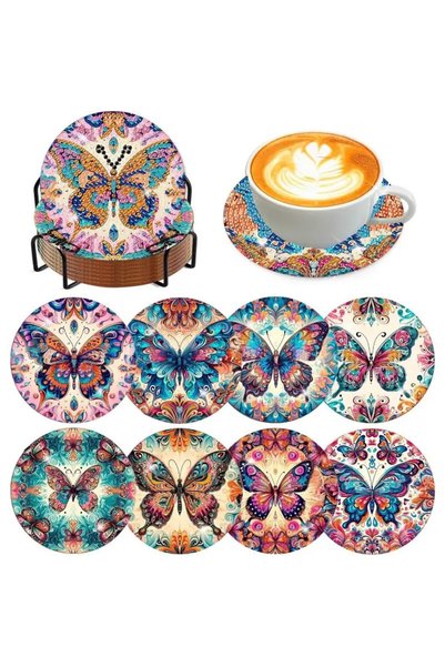 Choice10 AE-BD213 8 Pieces/Set of Diamond Painted Coasters Set Acrylic Mandal...