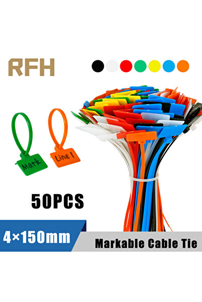 Choice9 GREEN 50pcs Easy Mark 4*150mm Nylon Cable Ties Tag Labels Plastic Loo...