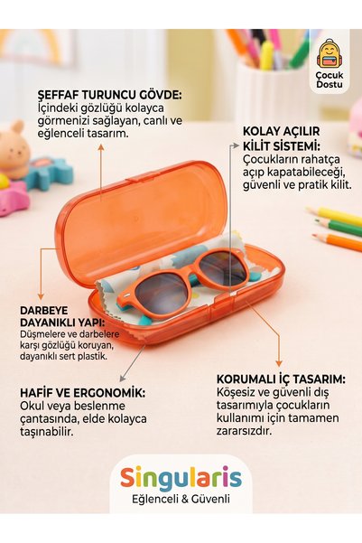 Singularis Kutija za dečije naočare narančaste boje - Lagana zaštitna kutija ...