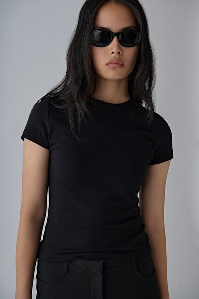 Suud Collection Μαύρο βαμβακερό μπλουζάκι Basic