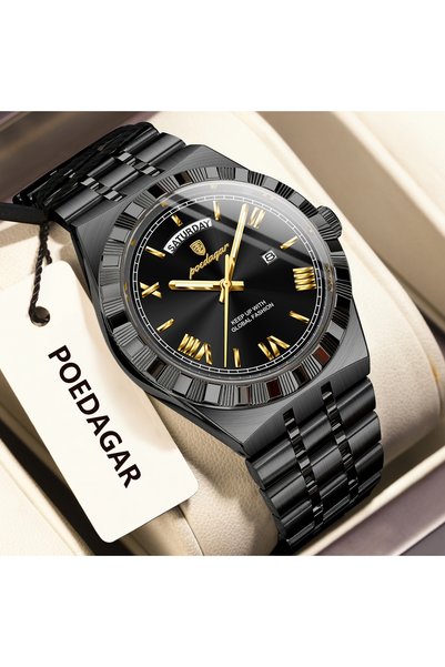 choice2 675 Black Black POEDAGAR Original Men's Watch Luminous Waterproof Wee...