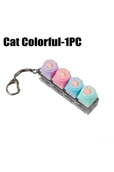 Choice6 Cat Colorful-1PC LED Light Keyboard Keychain Fidget Toy Clickable But...